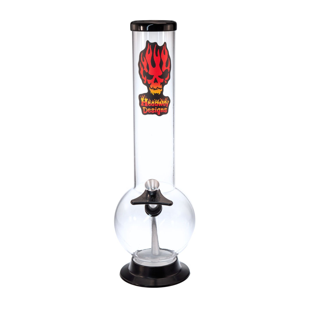 "A clear Headway Designs 12'' water pipe that is made out of acrylic and features a metal herb slide and downstem," - Up N Smoke.