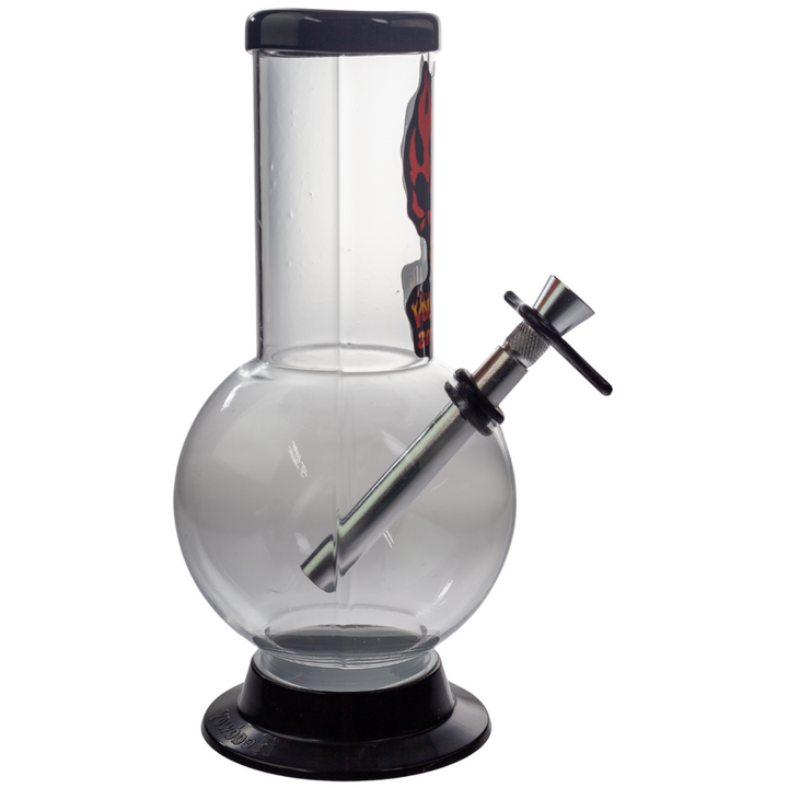 Side right of a clear Headway Designs water pipe. - Up N Smoke.