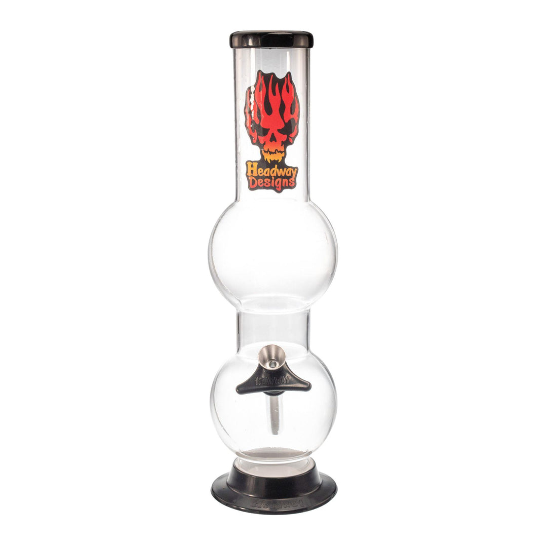 "Front of a clear Headway Designs Double Bubble Water Pipe that is made out of acrylic," - Up N Smoke.