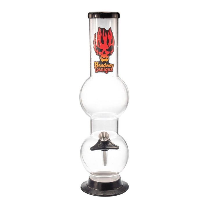 "Front of a clear Headway Designs Double Bubble Water Pipe that is made out of acrylic," - Up N Smoke.