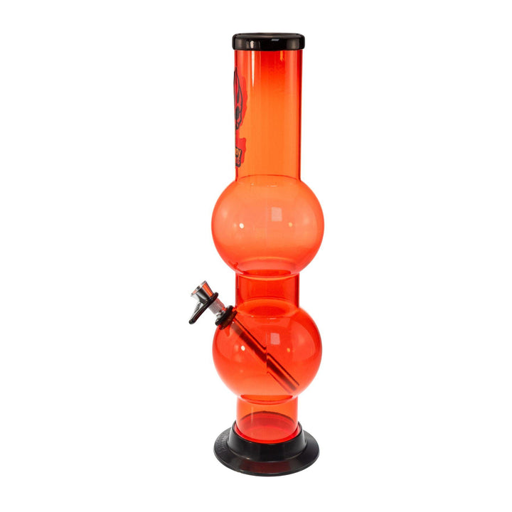 "Left-side of an acrylic orange double bubble water pipe by Headway Designs," - Up N Smoke.