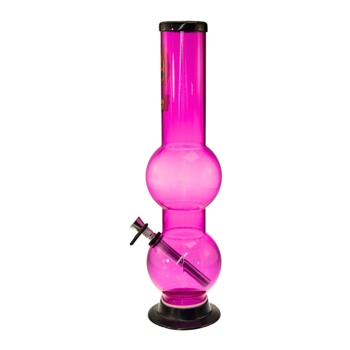 "Left-side of a 12'' Headway Designs pink water pipe on a white background," - Up N Smoke.