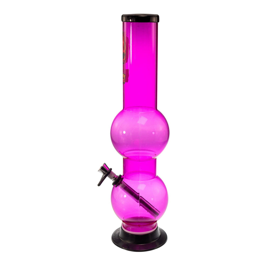 "Left-side of a purple Headway Designs Double Bubble Water Pipe that comes with a titanium downstem and bowl," - Up N Smoke.