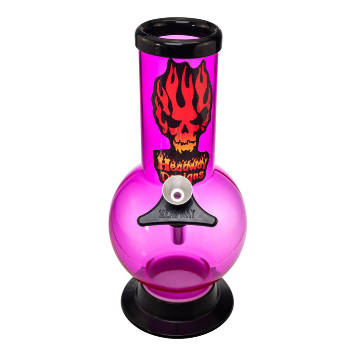 "A 8'' pink acrylic water pipe made by Headway Designs that features a metal herb slide," - Up N Smoke.