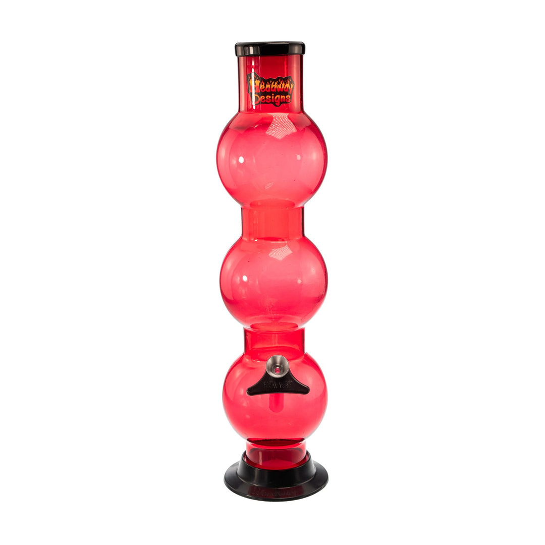 "A red Headway Designs Triple Bubble Water Pipe that comes with a titanium herb slide and bowl," - Up N Smoke.