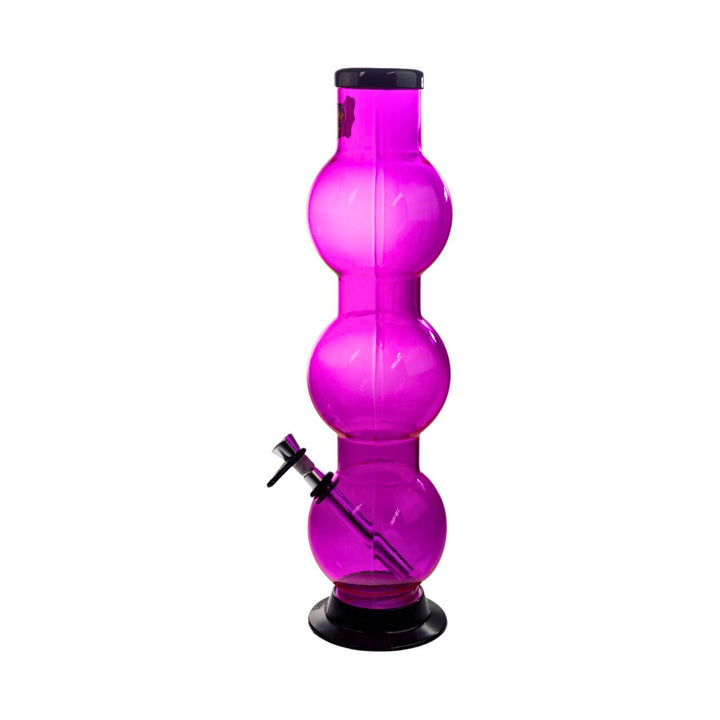 Pink Headway Acrylic Triple Bubbler  Water Pipe Side Angle