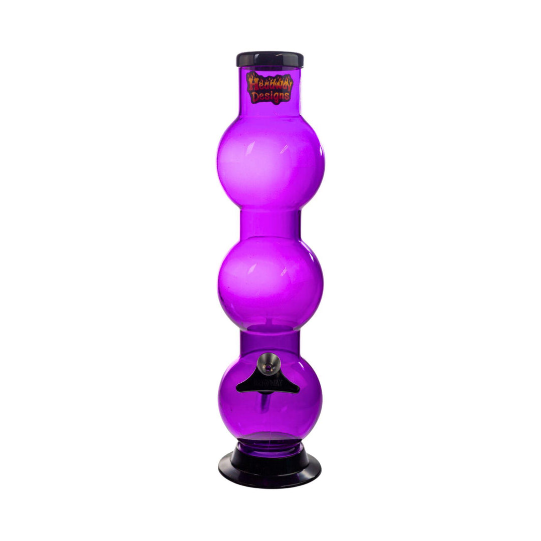 Purple Headway Acrylic Triple Bubbler  Water Pipe