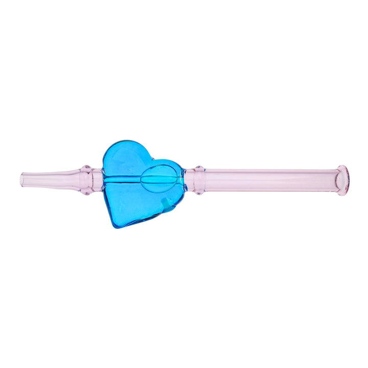 "Blue and pink Heart Nectar Collector that is approximately 7.25 inches long," - Up N Smoke. 