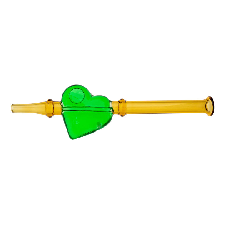 "Green and brown Heart Nectar Collector that measures approximately 7.25 inches long," - Up N Smoke.
