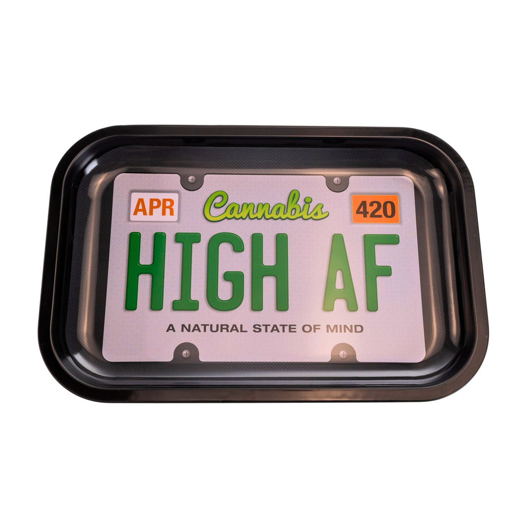 "Front photograph of a Hemp License Rolling Tray." - Up N Smoke.