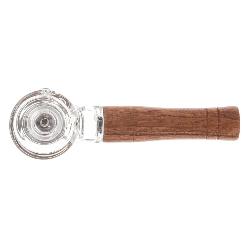 Hipster Wood Hand Pipe on a white background top angle - Up N Smoke