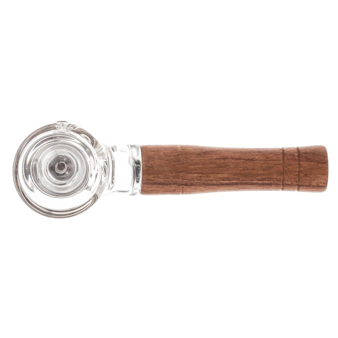 Hipster Wood Hand Pipe on a white background top angle - Up N Smoke