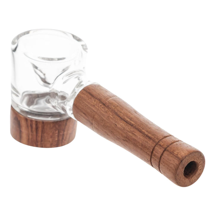 Hipster Wood Hand Pipe on a white background mouthpiece angle - Up N Smoke
