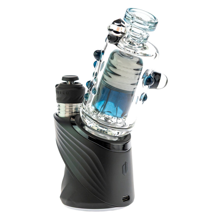 Hubbard Puffco Peak Top blue color on puffco side angle on a white background - Up N Smoke