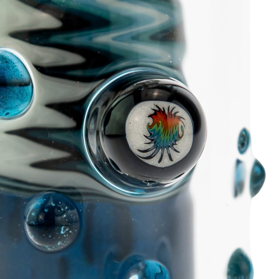 Hubbard Puffco Peak Top blue color dot close up angle on a white background - Up N Smoke