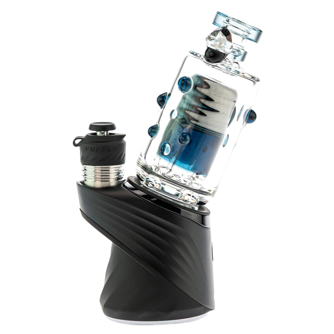 Hubbard Puffco Peak Top blue color  on puffco angle on a white background - Up N Smoke