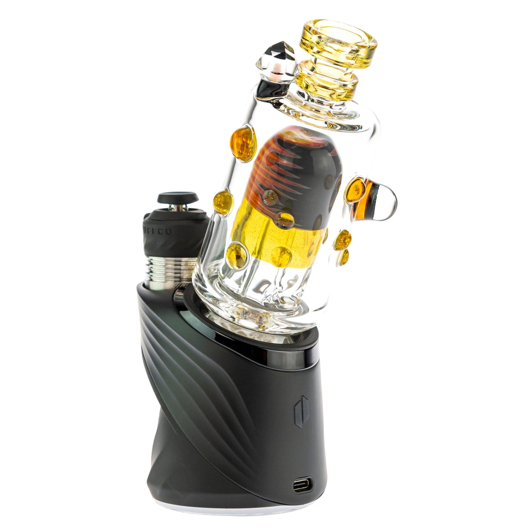 Hubbard Puffco Peak Top yellow color on puffco angle on a white background - Up N Smoke