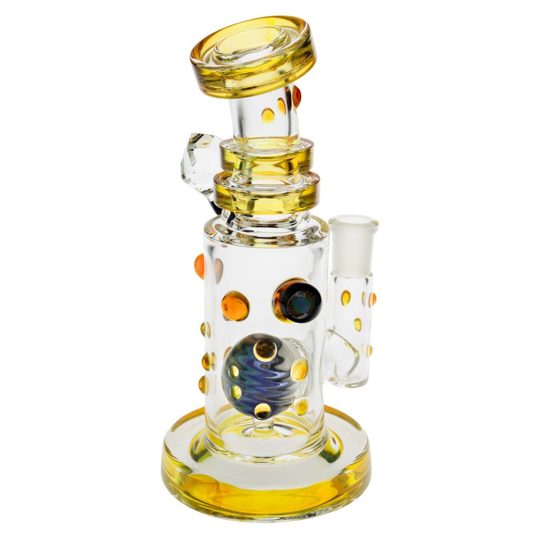 "Backside of a Hubbard Rig in the color variation yellow on a white background," - Up N Smoke.