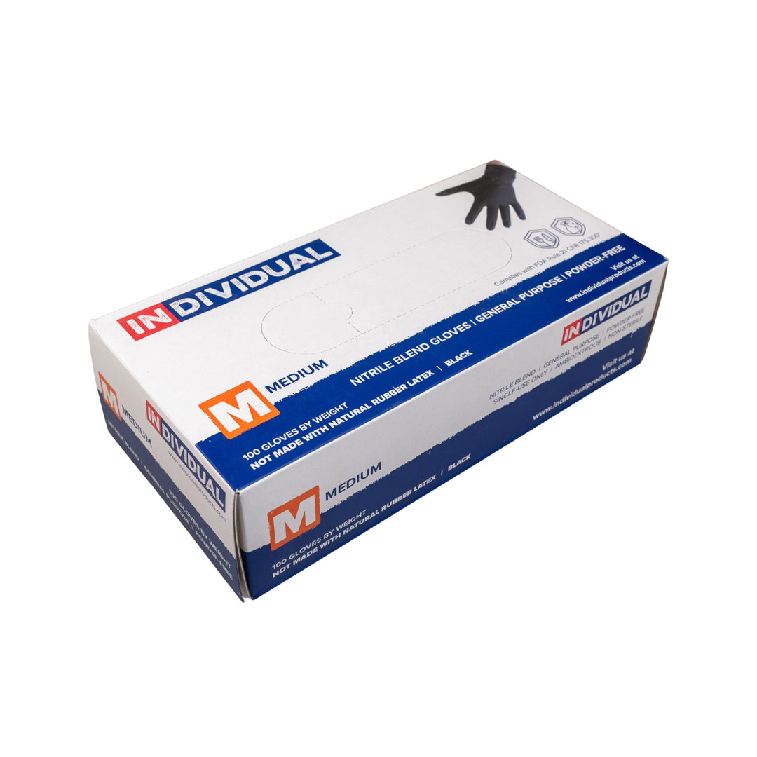 "Side angle of a box of medium-sized disposable gloves on a white background," - Up N Smoke.