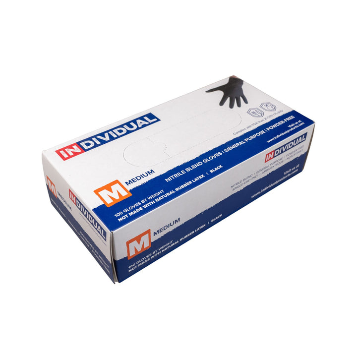 "Side angle of a box of medium-sized disposable gloves on a white background," - Up N Smoke.