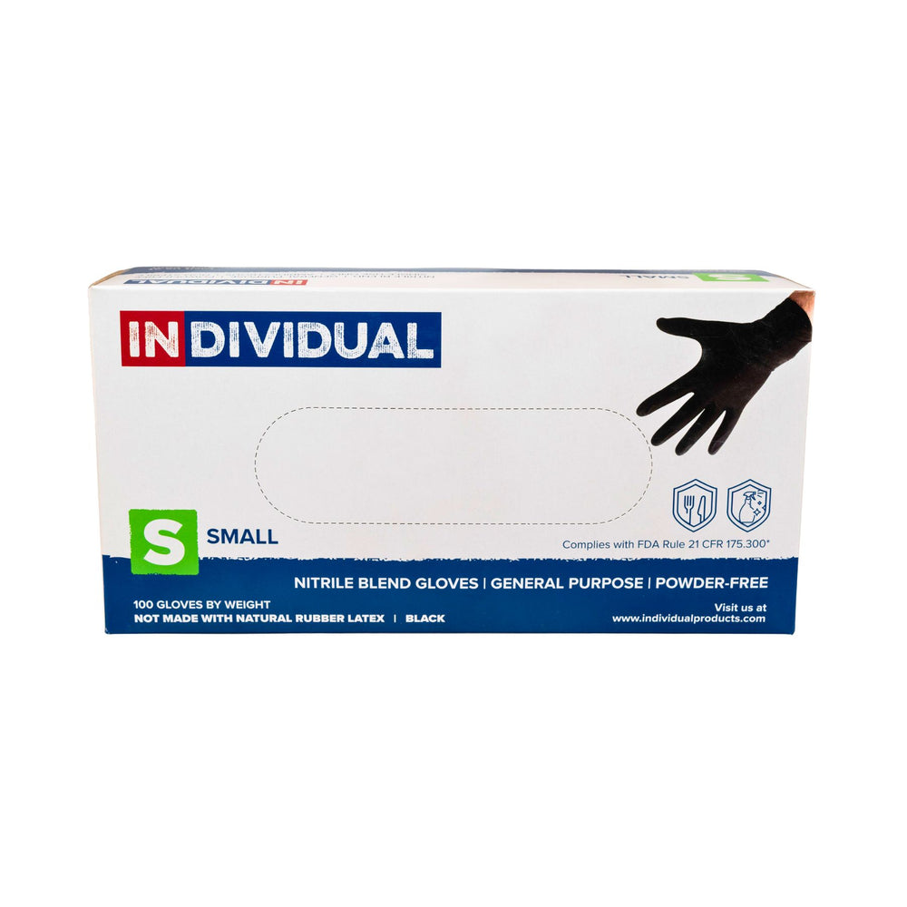 "Small size of nitrile blend disposable gloves on a white background," - Up N Smoke.