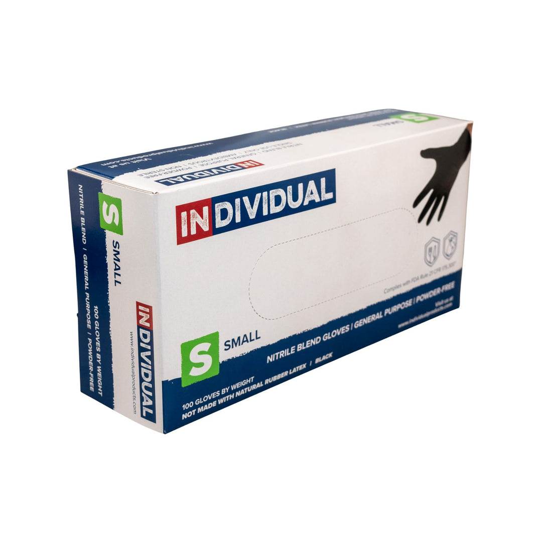 "Side angle of small nitrile blend disposable gloves," - Up N Smoke.