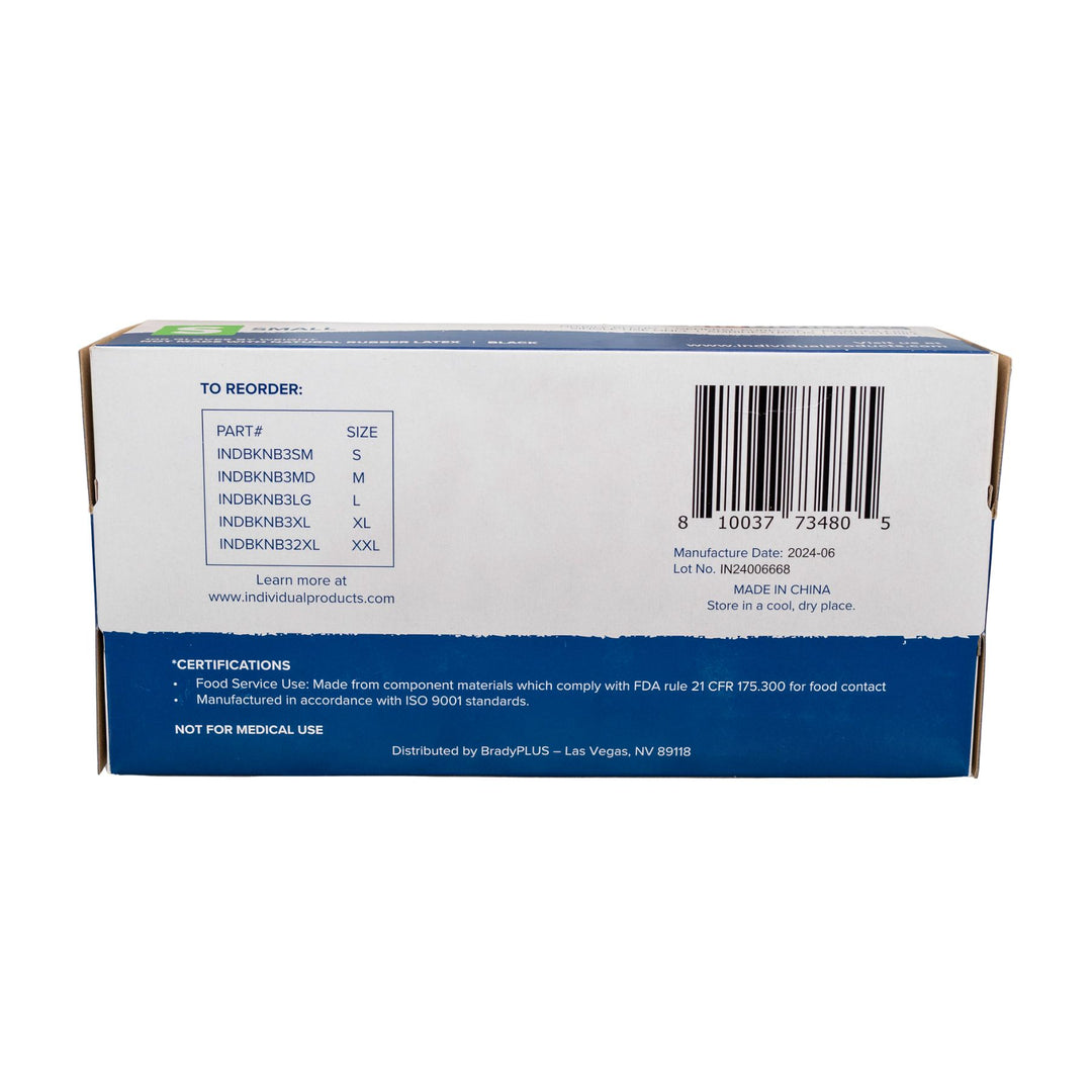 "Backside of a box of small nitrile disposable gloves," - Up N Smoke.