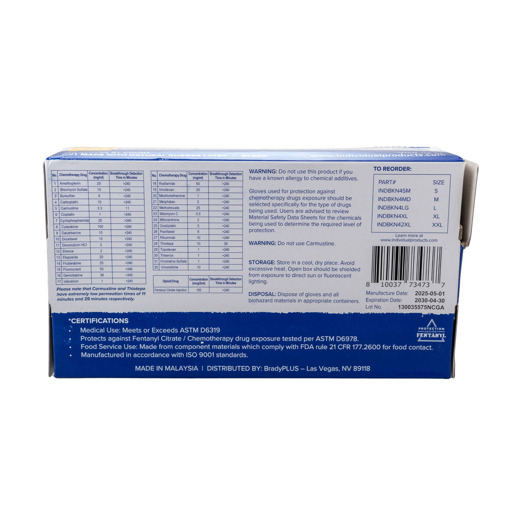 "Backside of a box of Individual Nitrile Gloves in the size XXL," - Up N Smoke.