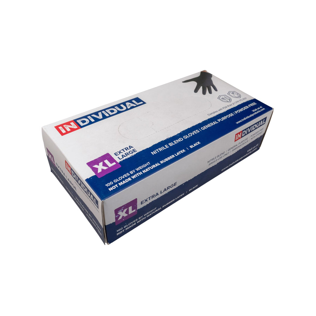 "Side angle of a box of extra large disposable nitrile gloves," - Up N Smoke.