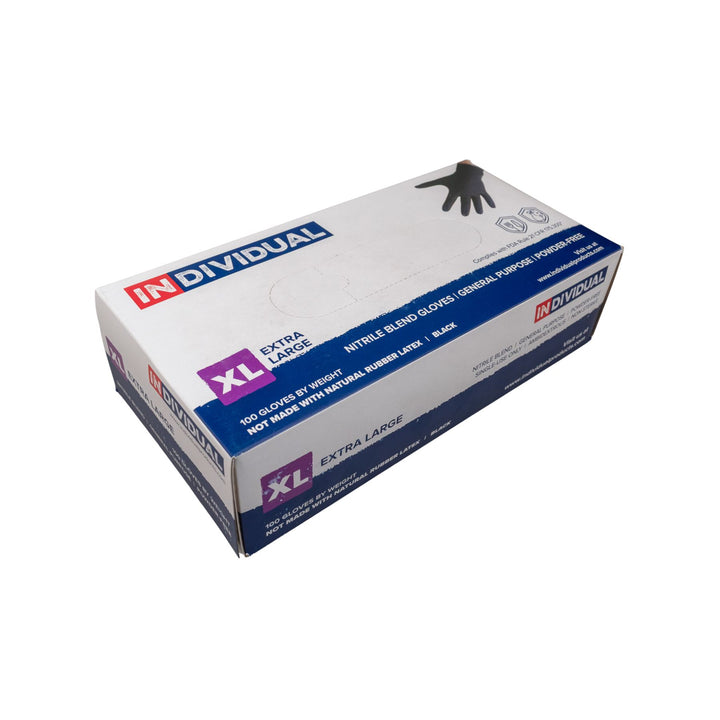 "Side angle of a box of extra large disposable nitrile gloves," - Up N Smoke.