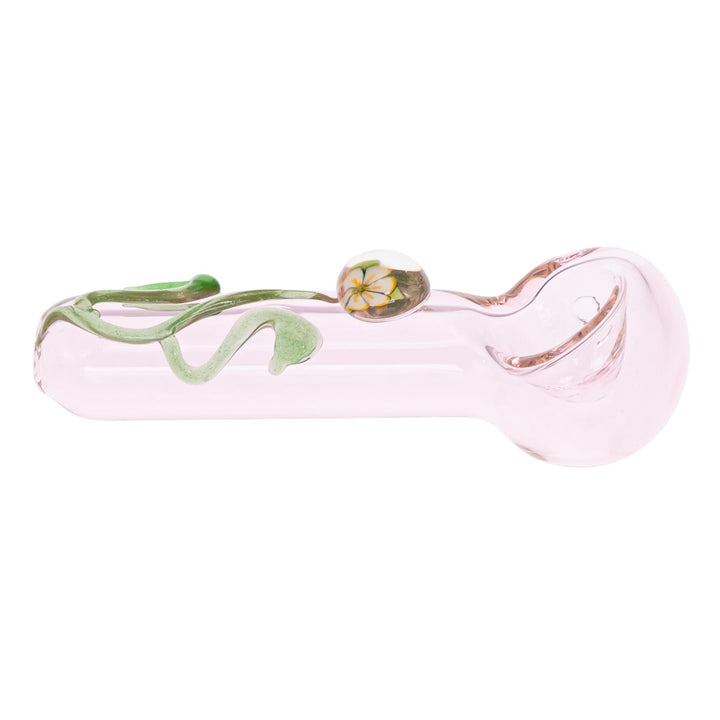 JF Flower Hand Pipe displayed on a white background left side - Up N Smoke