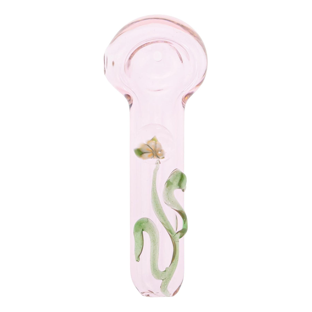 JF Flower Hand Pipe displayed on a white background high angle - Up N Smoke