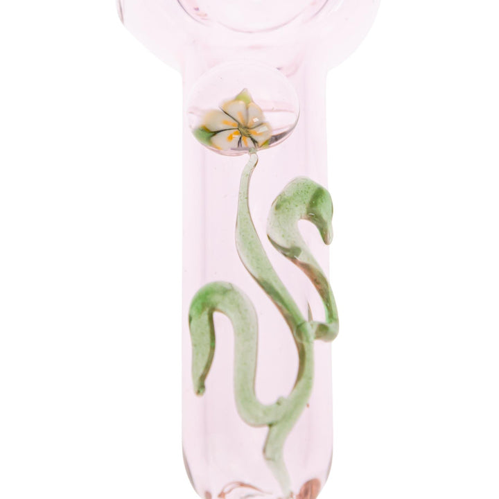 JF Flower Hand Pipe displayed on a white background close up angle  - Up N Smoke
