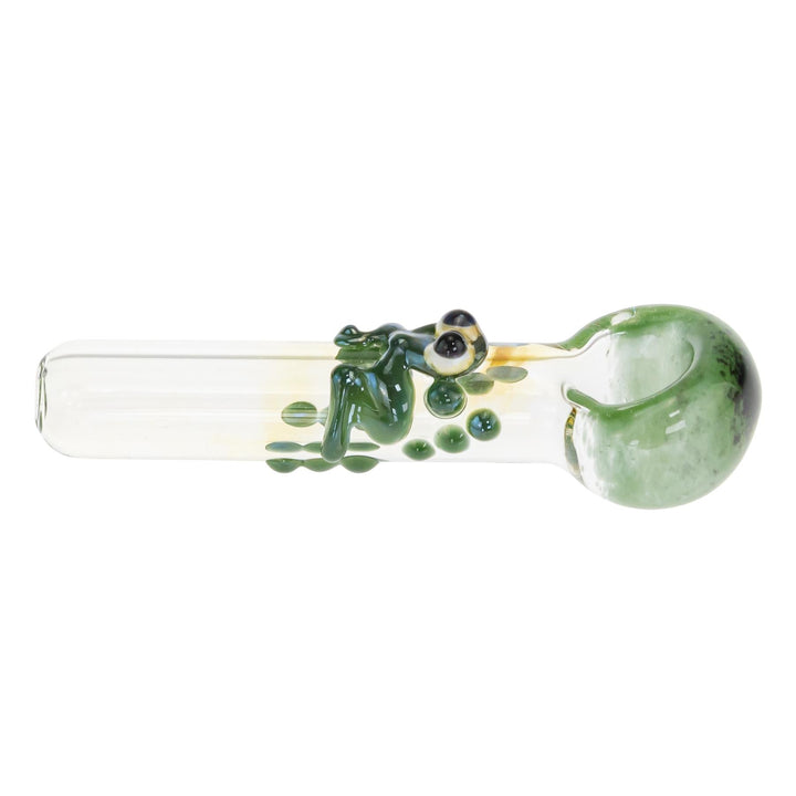 JF Frit Frog Hand Pipe displayed on a white background left angle - Up N Smoke