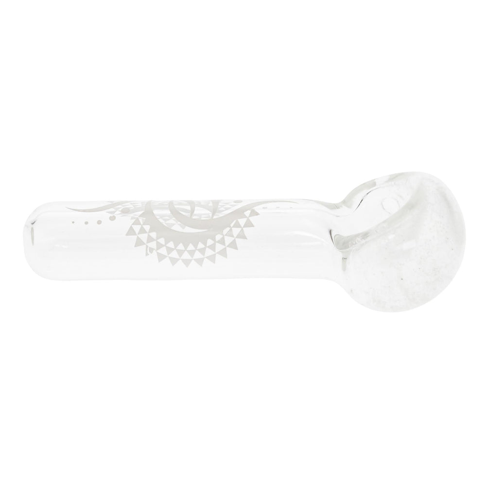 JF Frit Tribal Hand Pipe displayed on a white background left angle - Up N Smoke