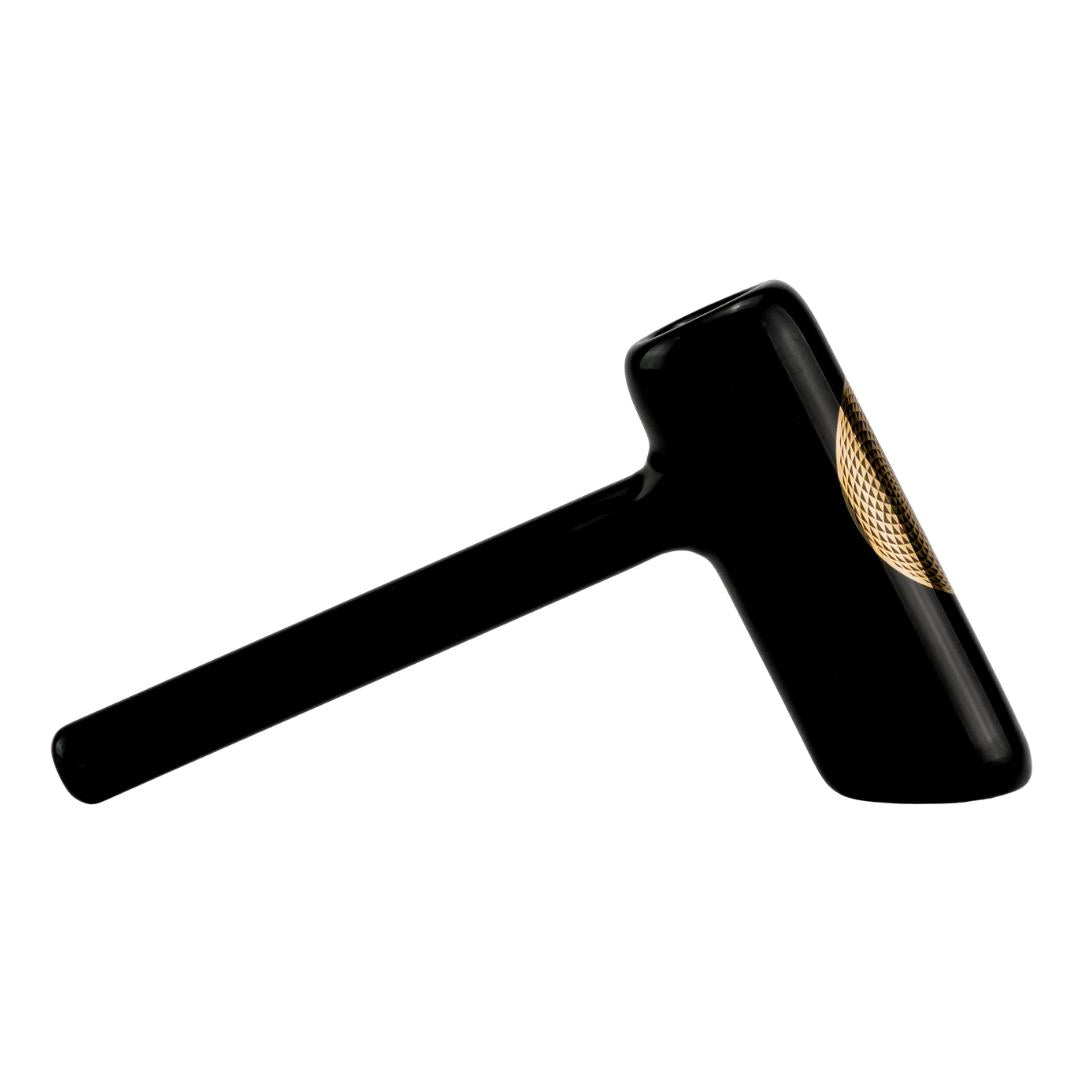 JF Geometric Hammer Bubbler black color right side angle displayed on a white background - Up N Smoke 