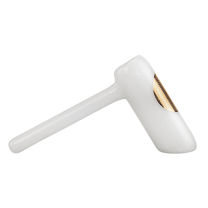 JF Geometric Hammer Bubbler white color right side angle displayed on a white background - Up N Smoke