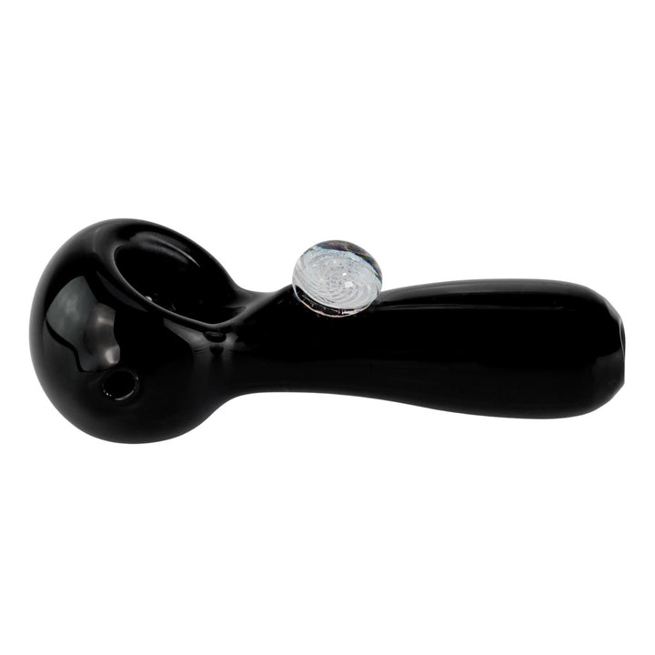 JF Hand Pipe W/Dichro Chip Marble displayed on a white background left side angle - Up N Smoke