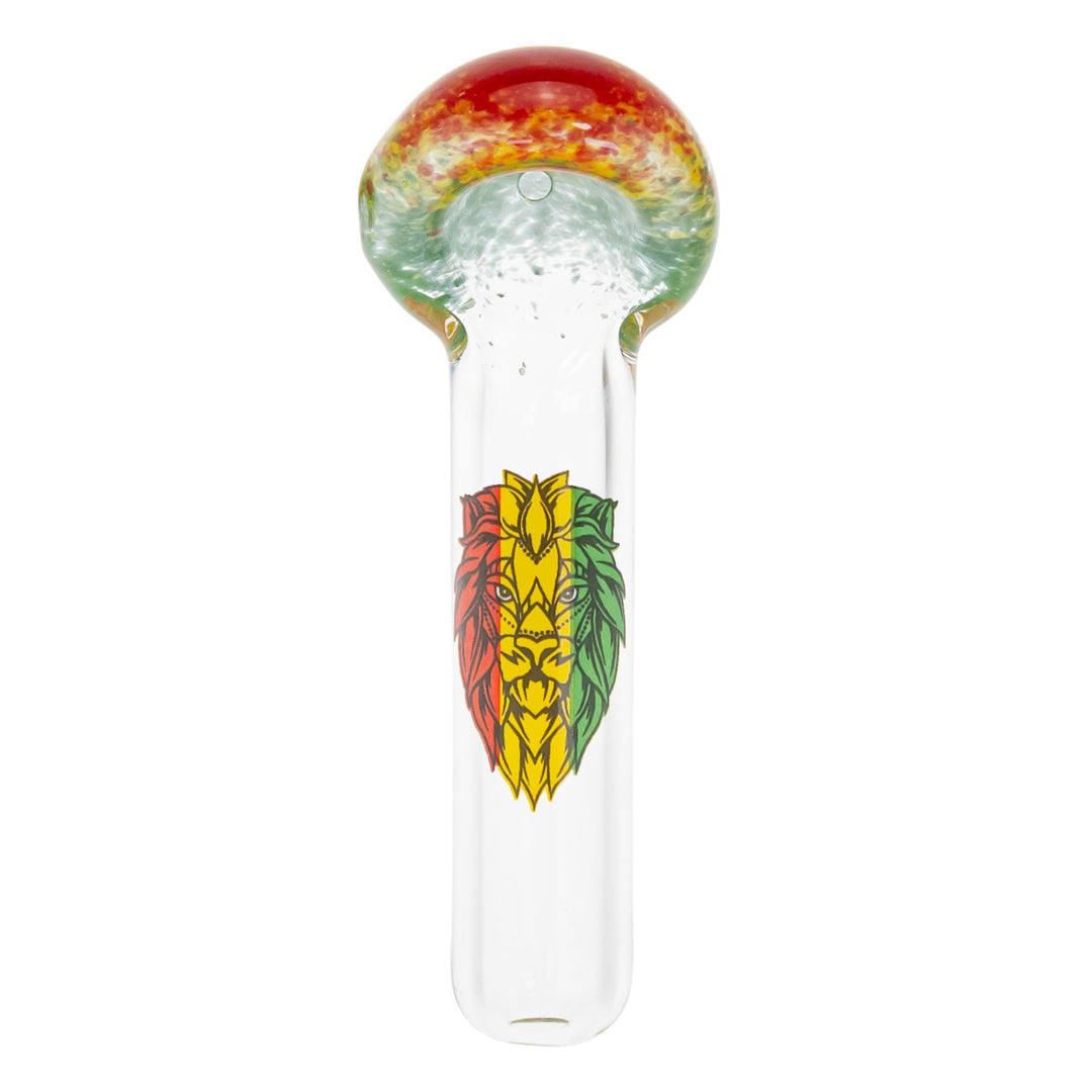 JF Rasta Lion Hand Pipe displayed on a white background top down angle - Up N Smoke