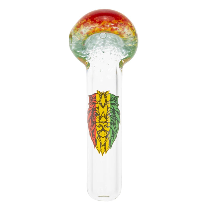 JF Rasta Lion Hand Pipe displayed on a white background top down angle - Up N Smoke