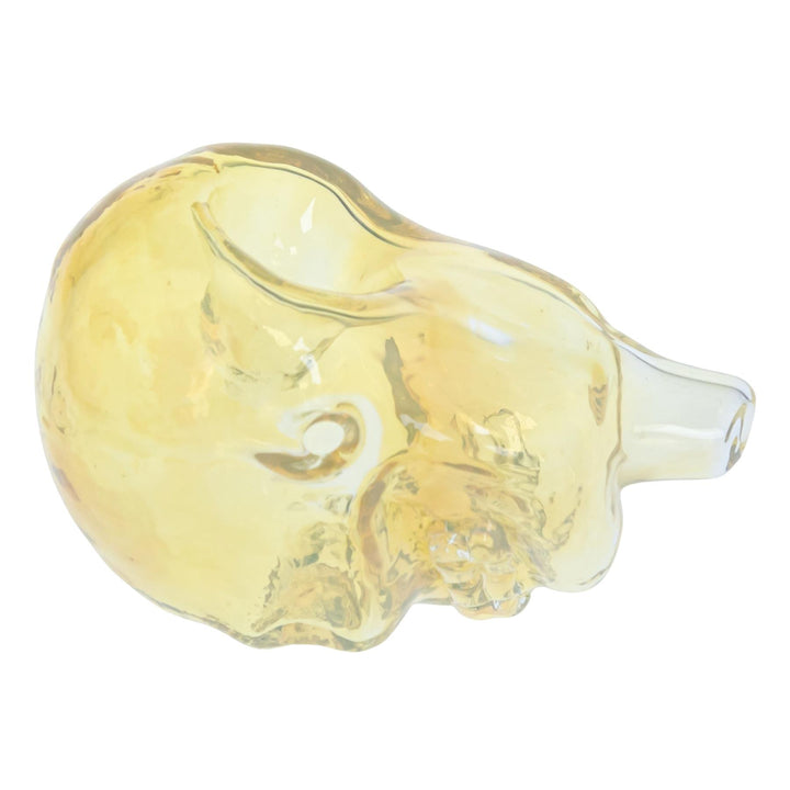 JF Silver Fumed Skull Hand Pipe displayed on a white background left angle - Up N Smoke