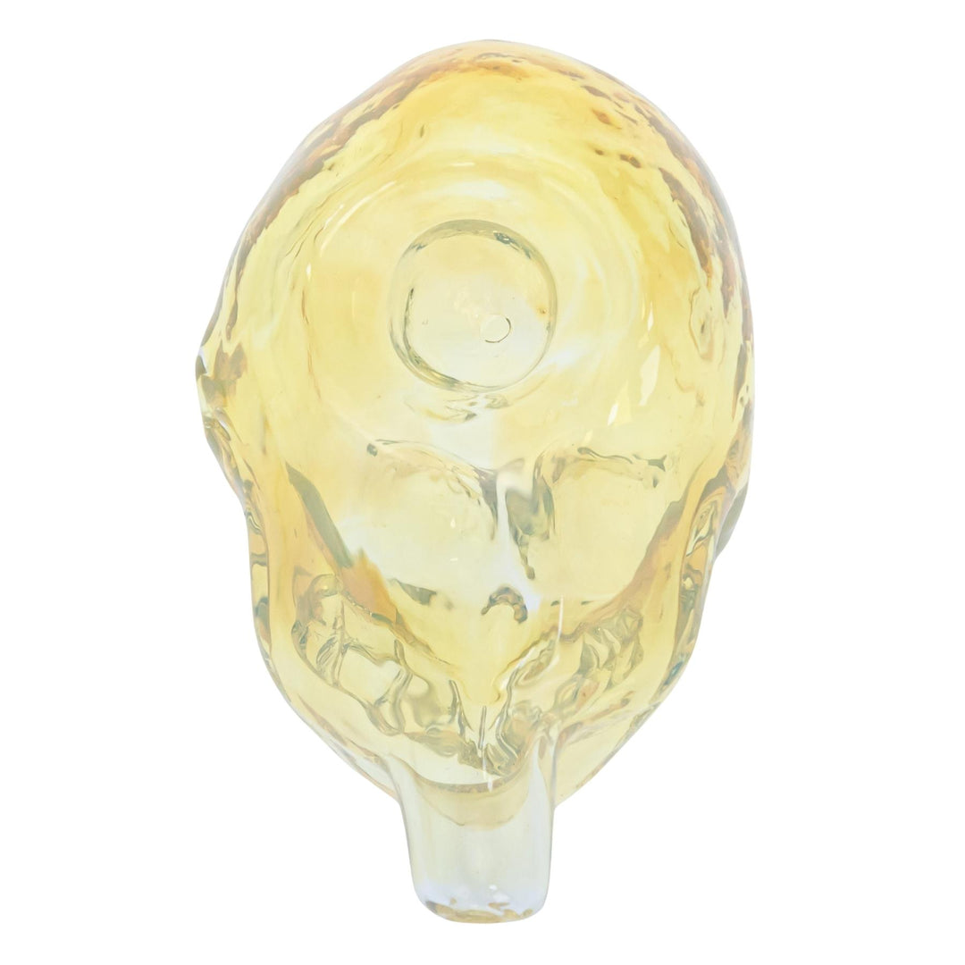 JF Silver Fumed Skull Hand Pipe displayed on a white background top angle - Up N Smoke
