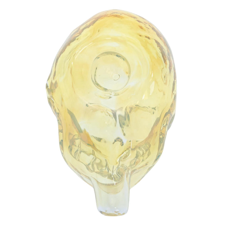 JF Silver Fumed Skull Hand Pipe displayed on a white background top angle - Up N Smoke
