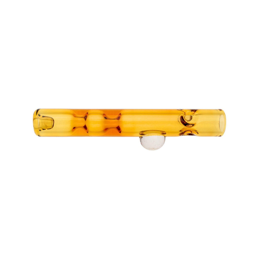 "Top down photograph of an amber chillum made by JJ's Glass," - Up N Smoke.