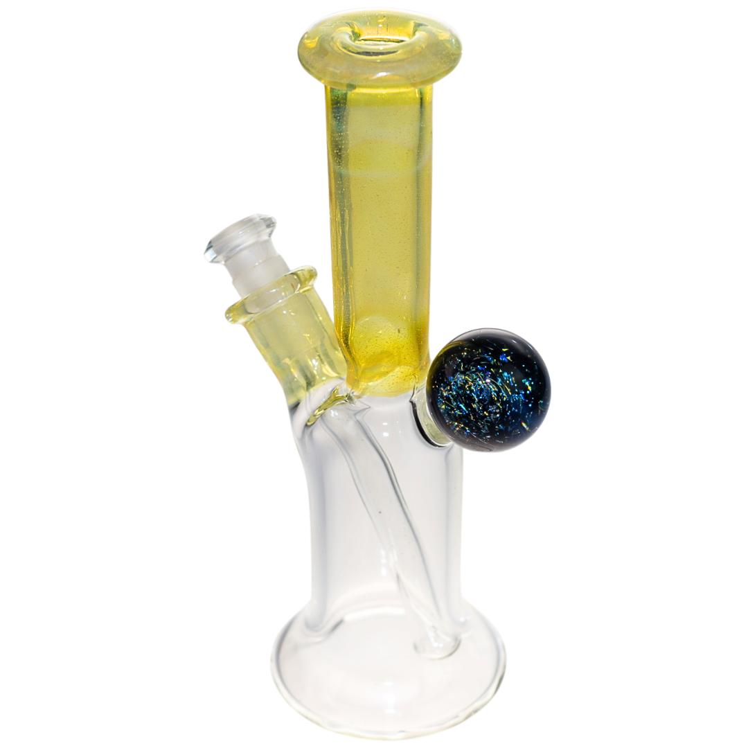 Back left side view of a yellow Jack Glass rig. Made in America. - Up N Smoke.