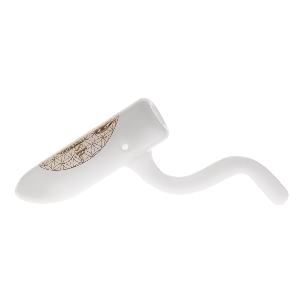 Jellyfish Bent Neck Hammer Bubbler displayed on a white background left angle  - Up N Smoke