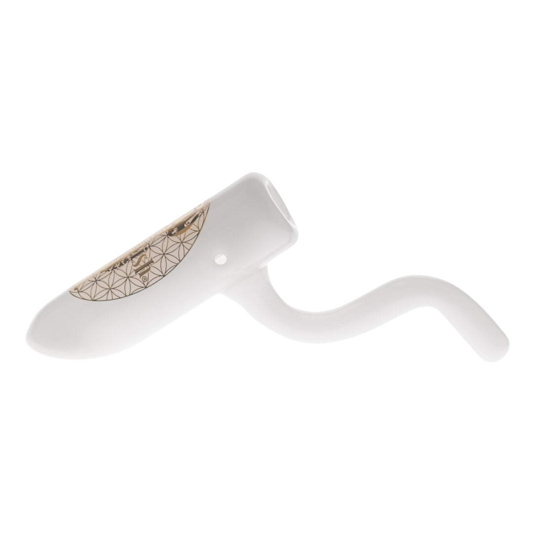 Jellyfish Bent Neck Hammer Bubbler displayed on a white background left angle  - Up N Smoke