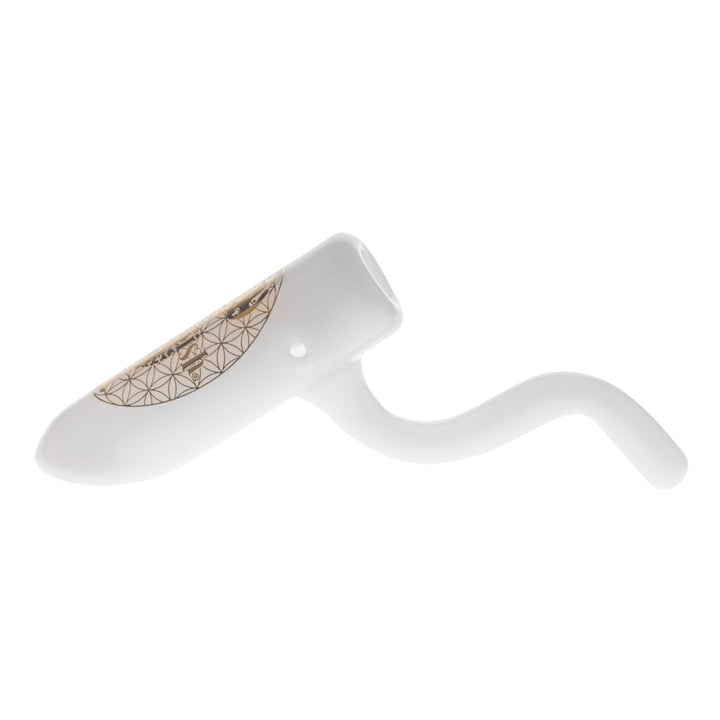 Jellyfish Bent Neck Hammer Bubbler displayed on a white background left angle  - Up N Smoke