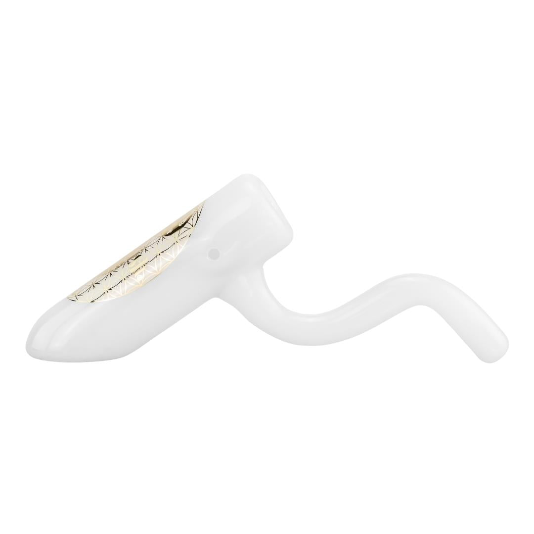 Jellyfish Bent Neck Hammer Bubbler displayed on a white background left side angle - Up N Smoke 