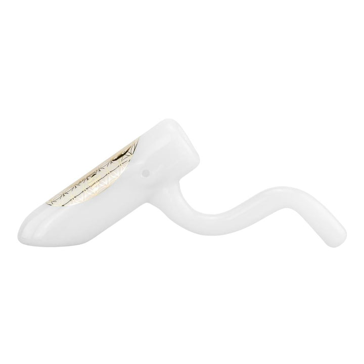 Jellyfish Bent Neck Hammer Bubbler displayed on a white background left side angle - Up N Smoke 